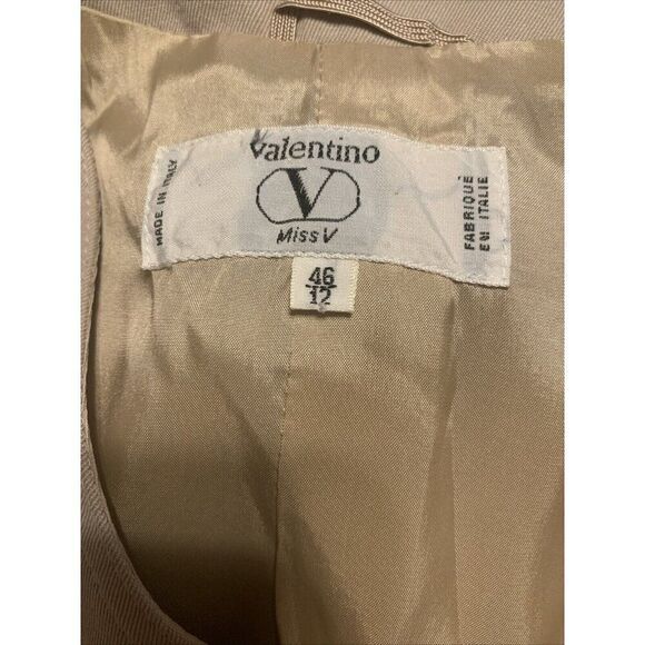 Valentino Authentic Vintage Solid Beige Long Sleeve Blazer Jacket 12 46 Large - Picture 5 of 7